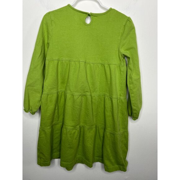 J Khaki Kids Dress | Girls 5 | Green Long Sleeve Owl Print Tiered Cotton - Picture 2 of 15